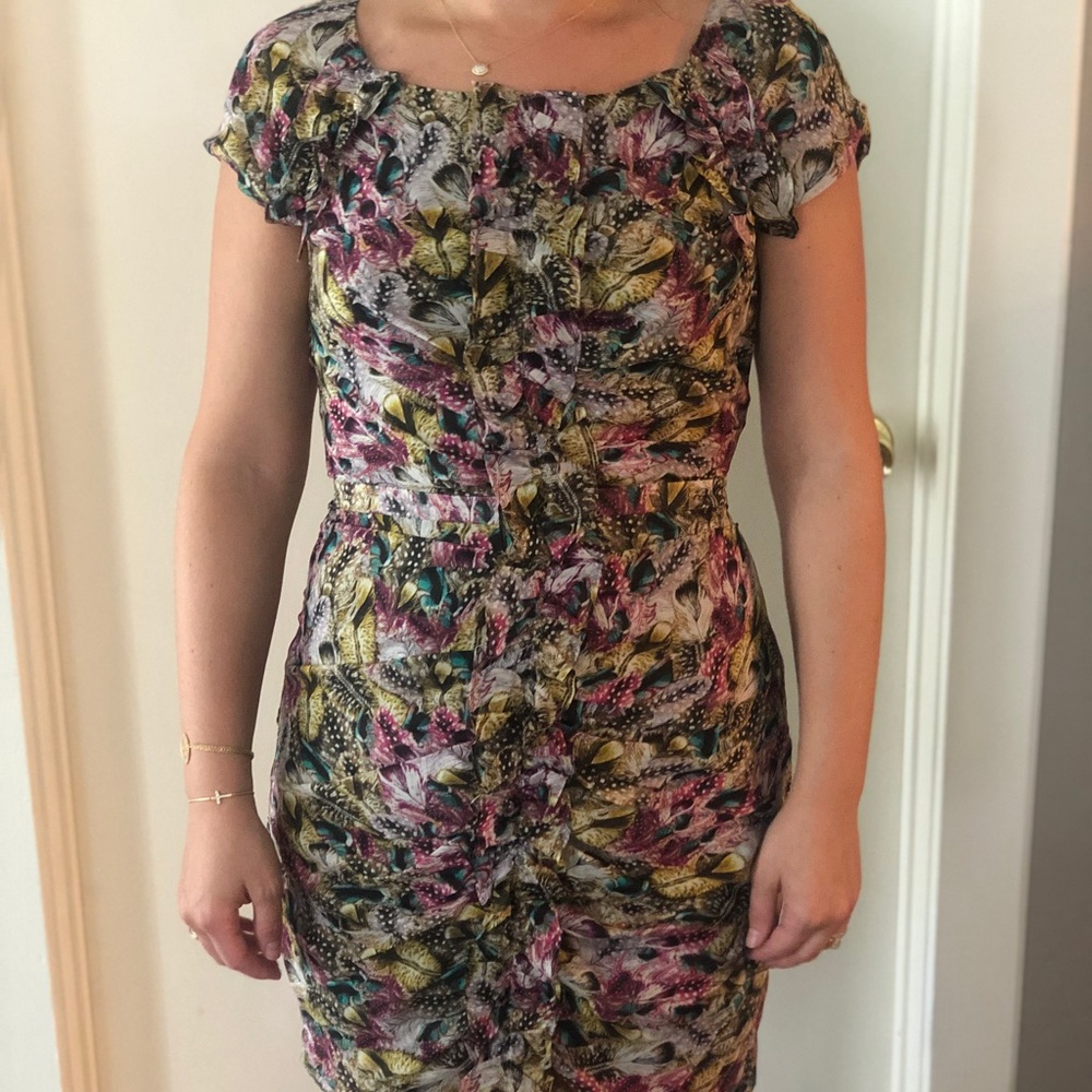 Multicolor Silk Feather Dress